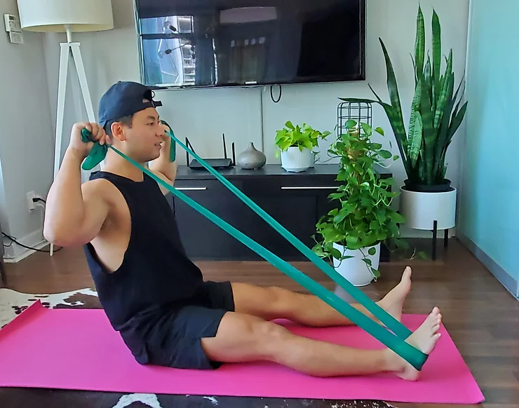 Physiotherapist Eric Lau performing a face pull exercise